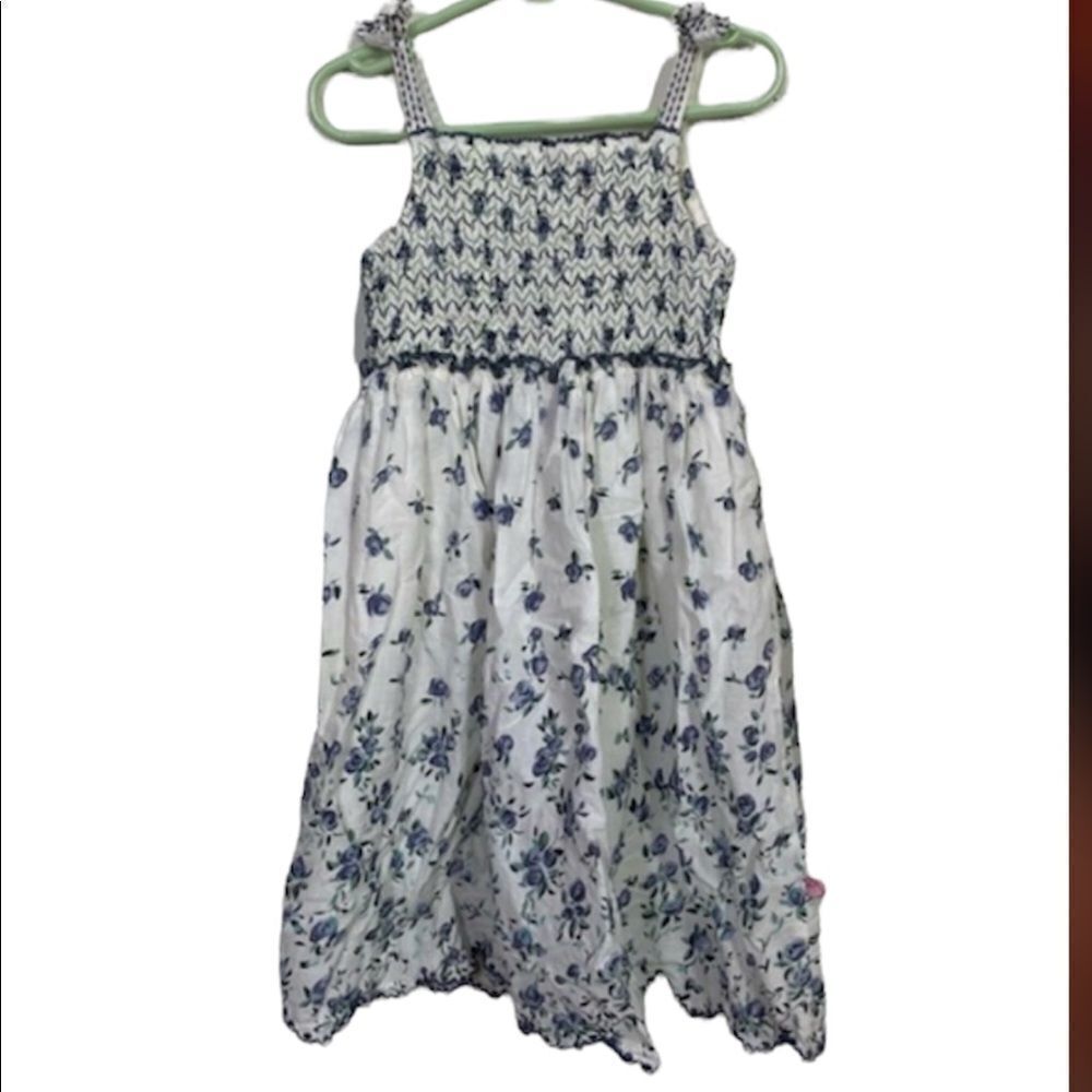 Cutey Couture White Blue Floral Print Sleeveless Dress 5/6Y